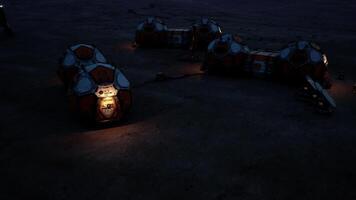 Mars colony base illuminated at night showcasing structures and environment video