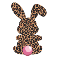 A bunny silhouette is covered in a vibrant leopard print pattern with a large, pink fluffy tail. cutouts png