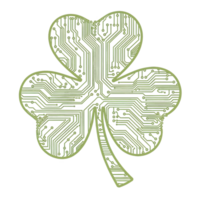 A shamrock design intertwined with intricate circuit patterns creates a fusion of nature and technology. cutouts png