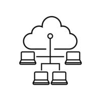 Cloud computing line icon, concept illustration, outline symbol, sign, linear symbol. vector