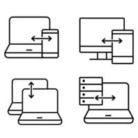 computer and server icon set. computer and server illustration sign collection. vector