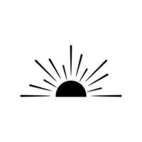 Sunset icon design symbol of the sun and the rays of the sun vector