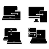 Computer icon set. Laptop, computer, server, monitor, tablet, phone. illustration vector