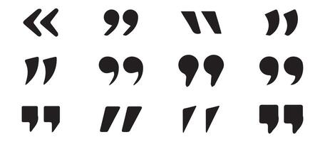 Quotemarks outline, speech marks, inverted commas or talking marks collection vector
