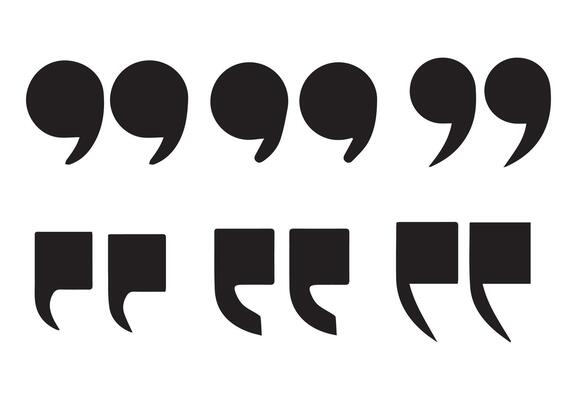 Simple and flat quotation mark icon. Quote Marks with Ink and Paper