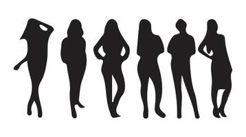 Unrecognizable portraits of women set. EPS 10 vector