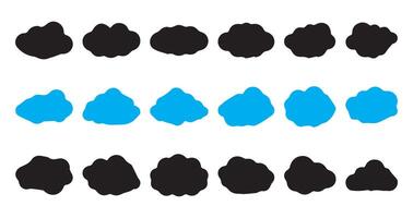 Blue and black clouds icon set vector