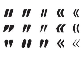 Speech mark. Inverted commas symbolQuote Icons. Quotation mark line and silhouette icon. Quotation signs on white background. vector