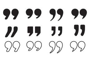 Quotemarks outline, speech marks, inverted commas vector