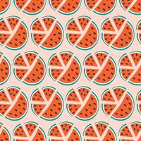 Watermelon slices with seed Seamless Pattern Minimalism doodle. Summer Abstract background Texture. Isolated illustration Wallpaper Thematic or menu cards, posting or web promo banner, leaflet vector