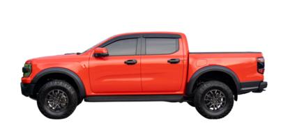 Beautiful pink or red pickup truck isolated with clipping path in file format png