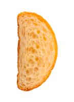 A single half of brown croissant isolated with clipping path in file format png