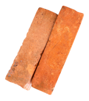 Construction materials of two old red or orange bricks in heap isolated with clipping path in file format png