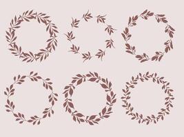 Botanical Wreaths. Trendy floral frames with leaves and branches silhouette. Hand drawn silhouettes of branches. Botanical Line Art. Hand drawn graphics. Elegant wedding invitations, save the date vector