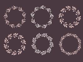 Greenery Wreaths Set. Trendy floral frames with leaves and branches silhouette. Hand drawn silhouettes of branches. Botanical Line Art. Hand drawn graphics. Elegant wedding invitations, save the date vector