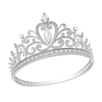 Elegant silver tiara adorned with sparkling crystals on a soft , showcasing a classic royal style isolated on transparent background png