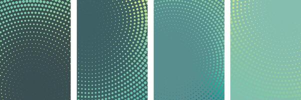 Set of abstract green halftone themed Grunge Brochure cover background template design vector