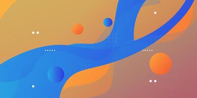 Blue and orange geometric business banner design. Creative banner design with wave and line shape as template. Simple design on horizontal banner. Eps10 vector