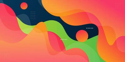 Bright green and orange wave background. Abstract paper cut. Abstract colorful waves. Wavy banner. Dark colored geometric shapes on the background. Eps10 vector