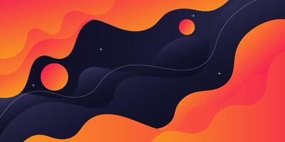 Dark blue and orange wave geometric business banner design. Creative banner design with curved shape template. Simple horizontal banner. Eps10 vector