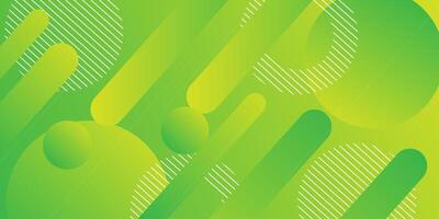 Abstract bright green geometric background template with circle and rectangle pattern. Green background with trendy design. Eps10 vector
