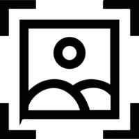 A black and white square with a photo icon vector
