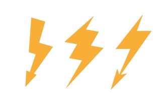 Abstract Lightning bolt yellow icon set vector