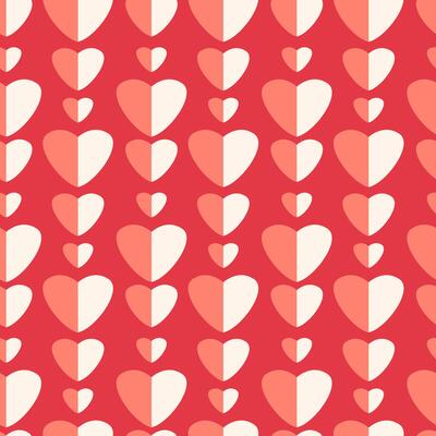 Small and big hearts on red background. Seamless Pattern for Valentines Day