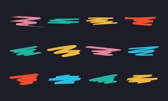 Handwritten scribble pack. Set of brush strokes or hightlighter pen. Check marks underlines vector
