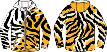 A design for the back of an adult windbreaker, with a zebra stripe pattern on a white background. vector