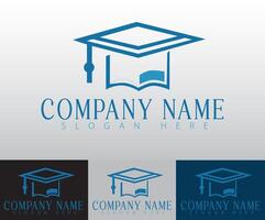 The design features an educational hat as a symbol of knowledge, making it ideal for emblems and cards that promote education. vector