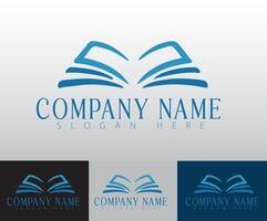 A creative book logo designed to symbolize learning, making it perfect for use on emblems and cards. vector
