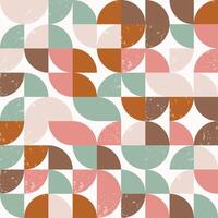 Modern Bauhaus seamless pattern with round shapes, semicircles and grunge textures. Geometric pattern, tile, mosaic background. vector