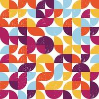 Modern Bauhaus seamless pattern with semicircles and grunge textures. Geometric pattern, tile, mosaic background. vector