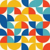 Modern Bauhaus seamless pattern with round shapes and semicircles. Geometric pattern, tile, mosaic background. vector