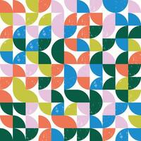 Modern Bauhaus semicircles seamless pattern with grunge textures. Geometric pattern, tile, mosaic background. vector