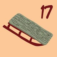 Advent-Christmas calendar, sledding, roller coaster rides. A greeting card for printing. Illustration. vector