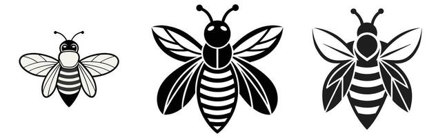 Symmetrical Minimalist Bee Graphic Bundle vector
