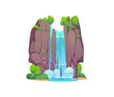 Cartoon waterfall, river water cascade vector