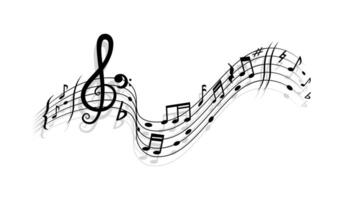 Song and music wave with notes on lines and clef vector