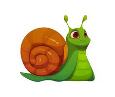 Cartoon funny snail character with glossy shell vector