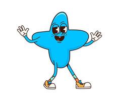 Groovy math plus symbol, cartoon funny character vector