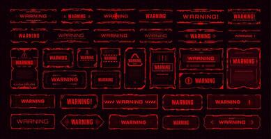 Futuristic warning alert HUD frames collection vector