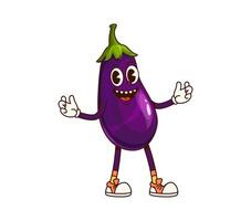 Groovy eggplant character striking a playful pose vector