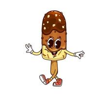 Chocolate sundae ice cream groovy character vector