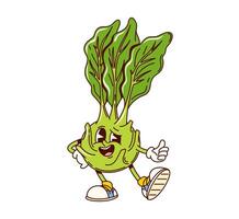 Groovy kohlrabi cabbage vegetable character vector