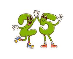 Groovy twenty five math number cute characters vector