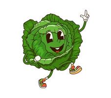 Groovy cabbage vegetable character with a smile vector