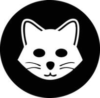 Minimalist cat face icon black and white circular design. vector