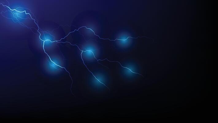 Blue lightning bolt on black color background